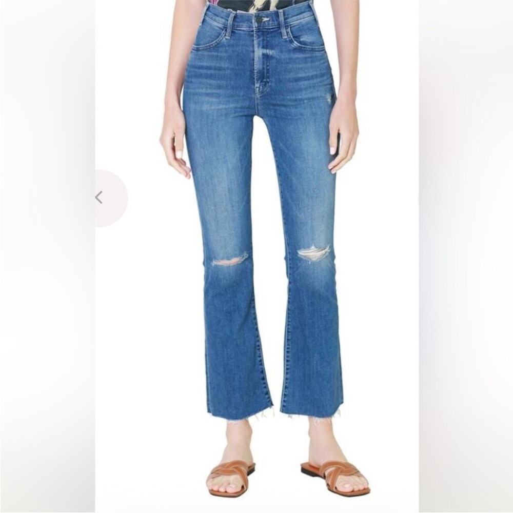 Mother The Hustler Ankle Fray Jeans Mid Rise Can't Stop Staring Raw Hem 25